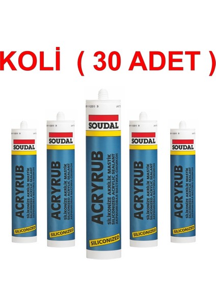 Acryrub Silikonize Mastik BEYAZ500GR - Koli 30 Adet