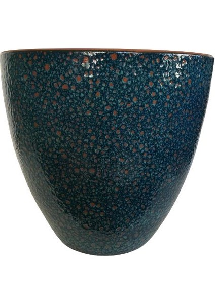 Özel Yapım Lacivert Renk Sırlı Toprak Saksı (23*23 Cm)