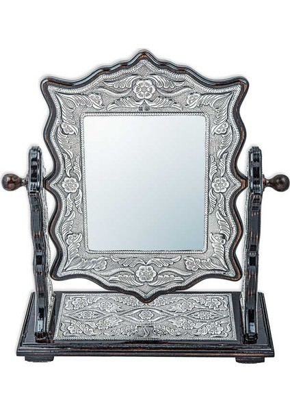 ​gümüş Çiçek Desenli Kare Çift Taraflı Ayna