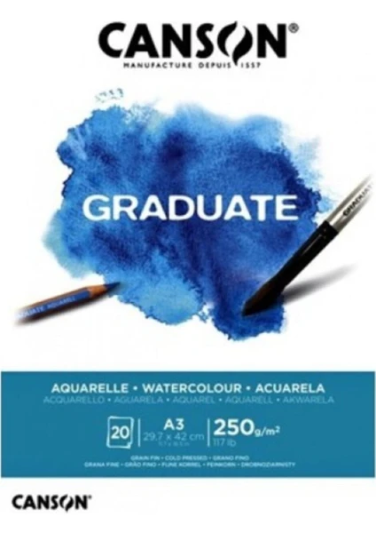 Graduate Aquarella & Watercolor Blok A3 20 Yaprak 250 gr