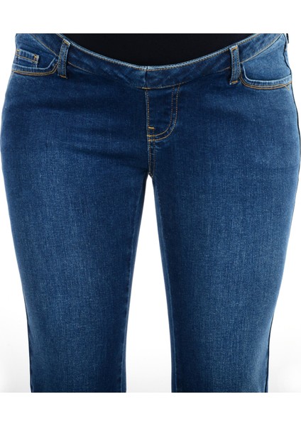 Slim Fit Likralı Hamile Jean Koyu Mavi Pantolon 1014 fırsatları