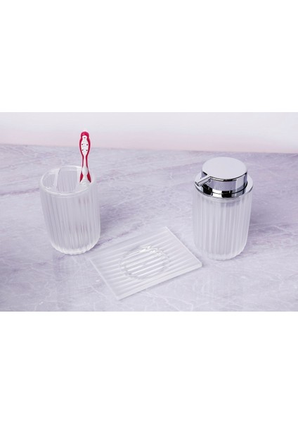 D-S20640 Polar 3 Lü Banyo Takımı Seti Şeffaf Naturel