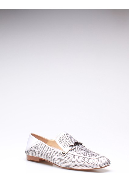 Plus Beyaz Textil Taşlı Kadın Babet modelleri