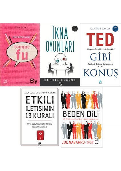 Tongue Fu - Ikna Oyunları - Ted Gibi Konuş - Etkili Iletişimin 13 Kuralı - Beden Dili - 5 Kitap