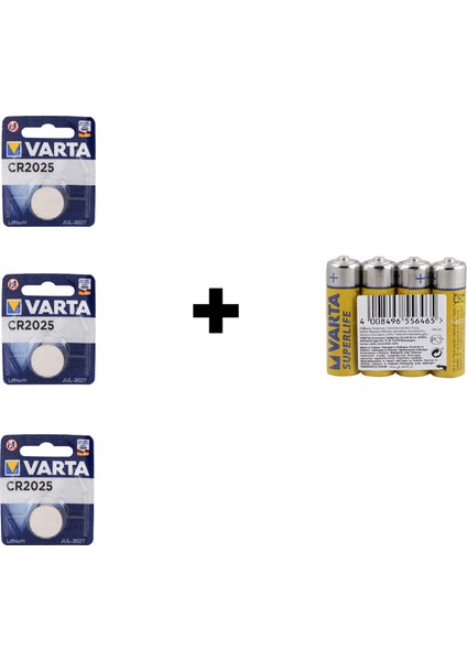 6025 Lithium CR2025 Pil 3'lü + 4 Adet Varta Superlife AA Kalem Pil