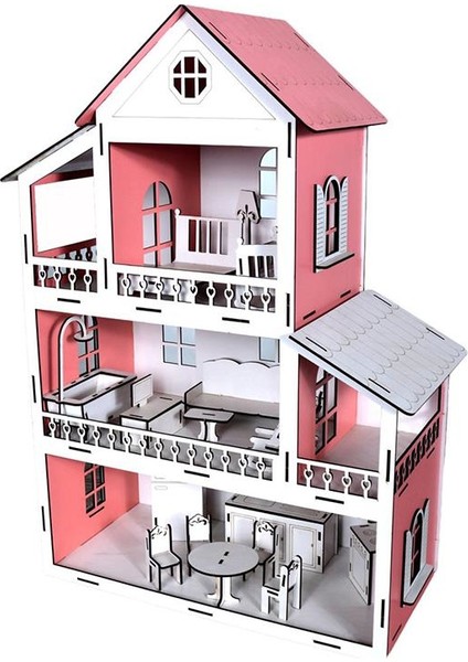 Toys Ahşap Çocuk Oyun Evi Pembe