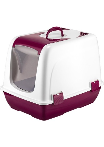 Kedi Kapalı Tuvalet Kabı Mor