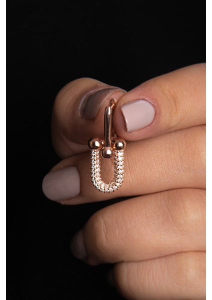 Halka Parlak Zirkon Taşlı Rose Altın Kaplama Kadın Gümüş Küpe 925 Ayar modelleri