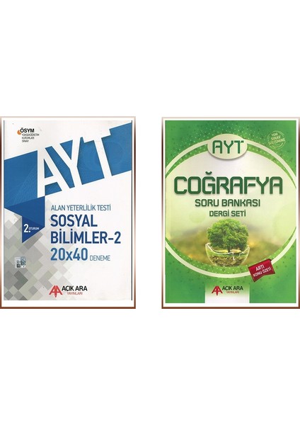 AYT Sosyal Bilimler 20X40 Deneme + AYT Coğrafya Soru Bankası Dergi Seti 2'li Kitap Set