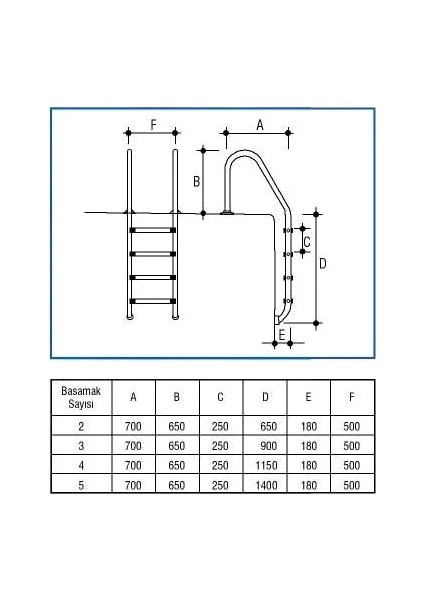 Havuz Merdiveni 3 Basamak Standart Model 316