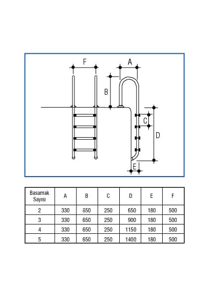 Havuz Merdiveni 4 Basamak Muro-U Model 304