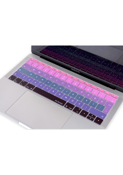 Laptop Macbook Pro Klavye Kılıf Türkçe Q Baskılı A1534 A1708 ile Uyumlu Ombre