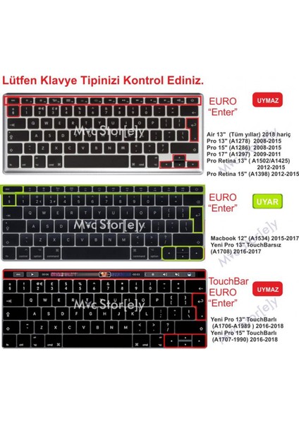 Laptop Macbook Pro Klavye Kılıf Türkçe Q Baskılı A1534 A1708 ile Uyumlu Ombre