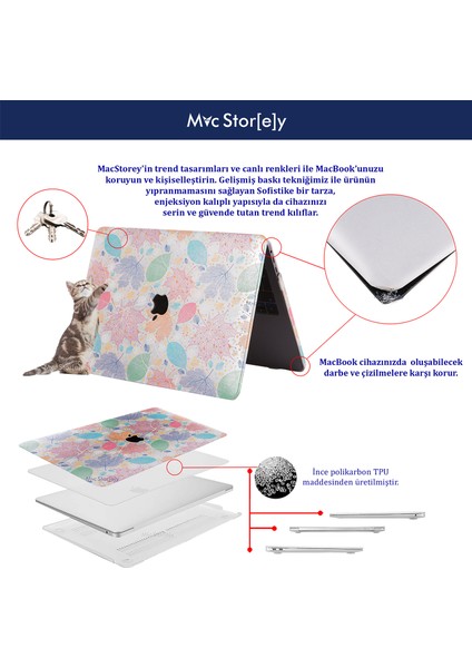 Macbook Pro Kılıf 13inç Leaf01 (2016/2019 yılı Cihazı) A1706 A1708 A1989 A2159 ile Uyumlu