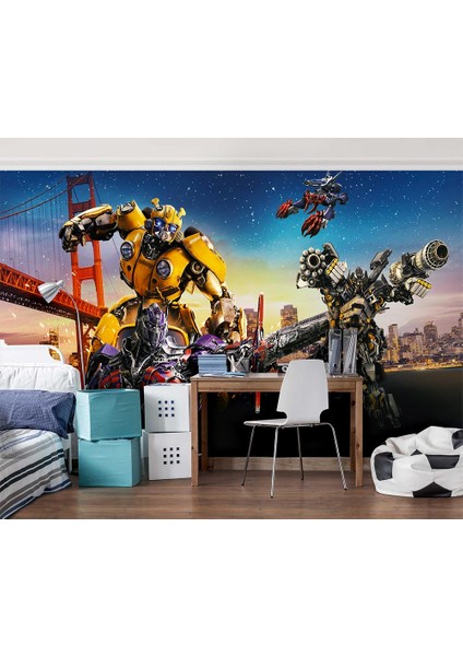 Transformers Robot Arabalar Çocuk Odası Duvar Kağıdı