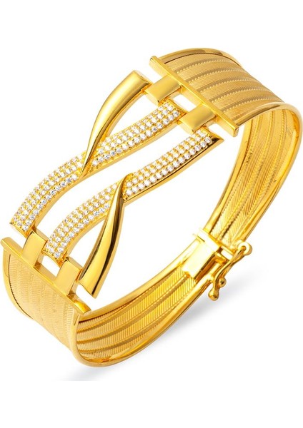 Kaburga Hasır Kelepçe Altın Bilezik