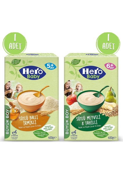 Sütlü Meyveli 8 Tahıllı ve Sütlü Ballı Irmikli 400G Kaşık Mama