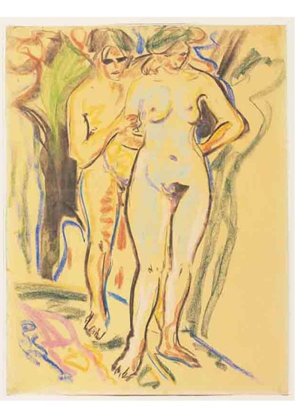 Two Nudes İn An Exotic Landscape Kanvas Tablo