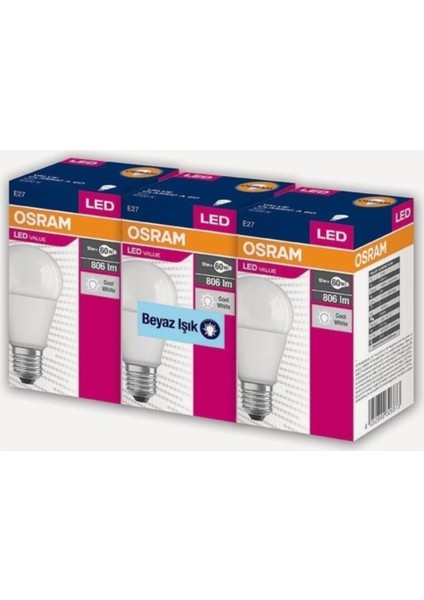 LED Value 10 Lu Ampul Beyaz Işık 8.5 W 60WATT 4058075803879