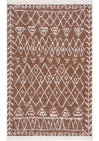 Siyah Beyaz Ponponlu Mistik Desenli Dokuma Kilim 60 x 90 cm