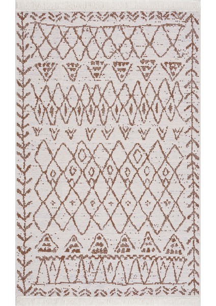 Siyah Beyaz Ponponlu Mistik Desenli Dokuma Kilim 60 x 90 cm