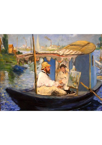Monet Teknede Resim Yapıyor Manet Kanvas Tablo