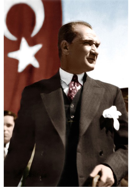 Türk Bayrağı Önünde Atatürk Kanvas Tablo