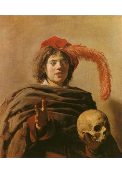 Young Man Holding A Skull Kanvas Tablo