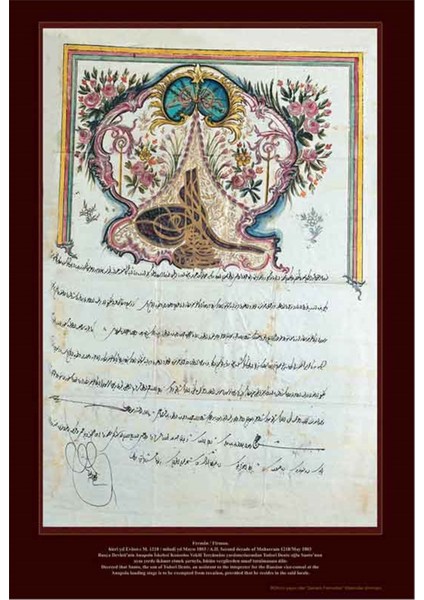 Osmanlı Padişah Fermanı Kanvas Tablo
