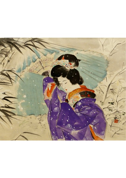 Japon Kadın Kanvas Tablo