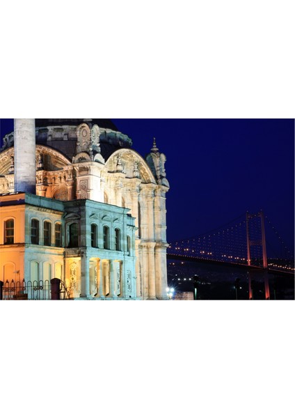 Ortaköy Camii Gece Kanvas Tablo