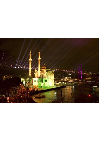 Ortaköy Camii Gece Kanvas Tablo