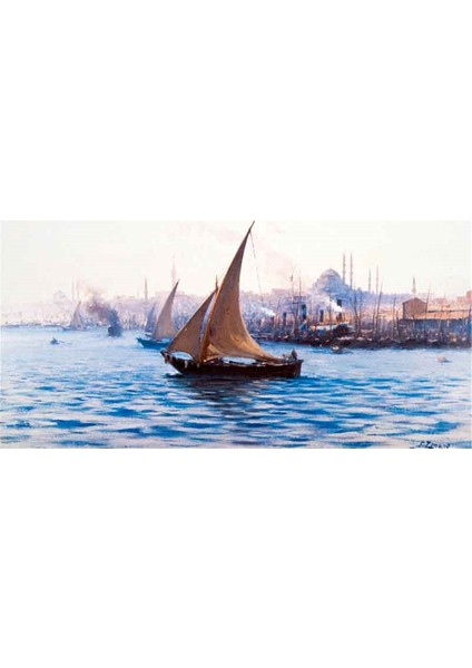Deniz Üzerinde Yelkenli Kayık Kanvas Tablo