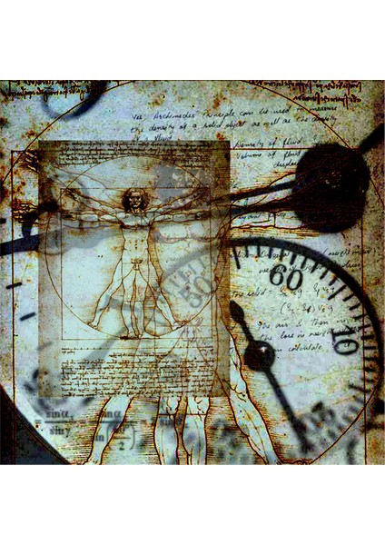 Vitruvian Adamı Kolaj Kanvas Tablo