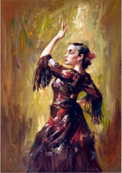 Siyah Giymiş Kadın Kanvas Tablo