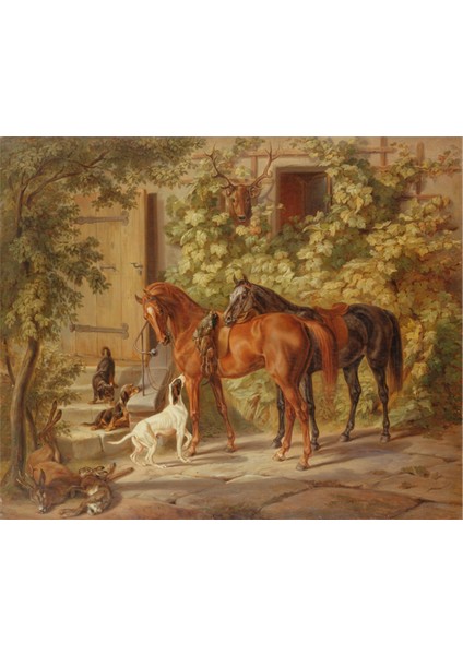 At ve Köpek Kanvas Tablo