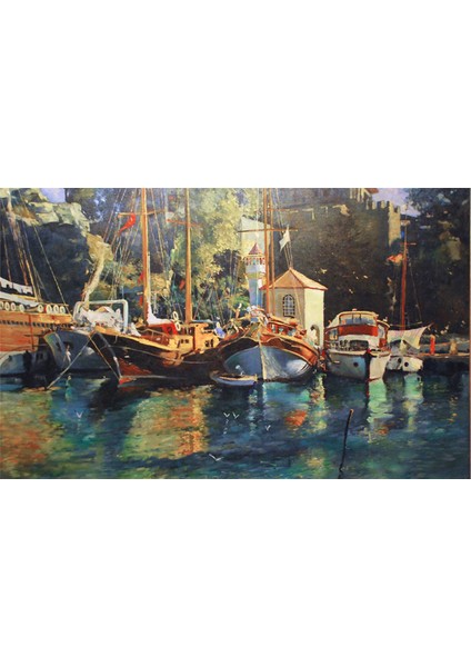 İstanbul Hisan Önünde Sandallar Kanvas Tablo