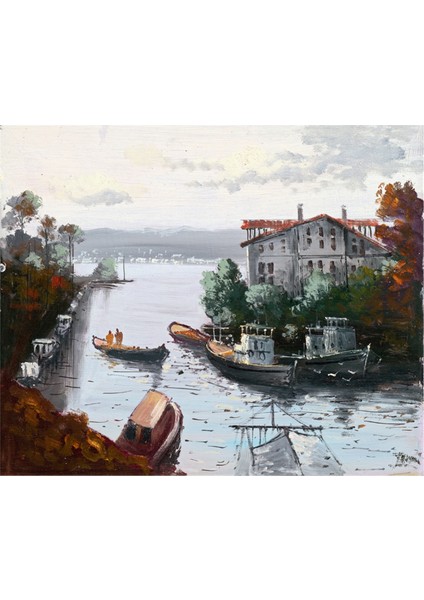 İstanbul Beyaz Yalı ve Tekneler Kanvas Tablo