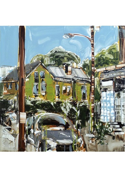 Yeşil Renki Ev Kanvas Tablo