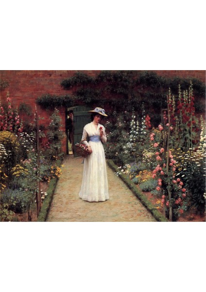 Bahçede Gezinen Kadın Frederic Leighton Kanvas Tablo