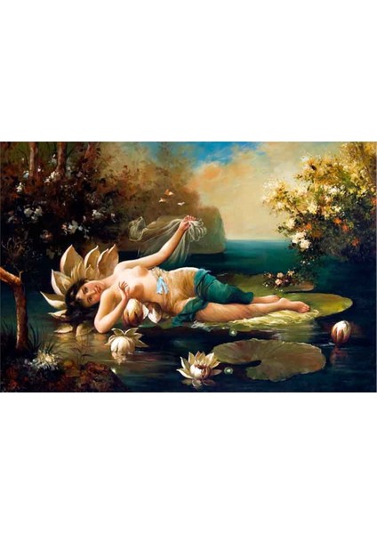 Gölde Uzanan Kadın Kanvas Tablo