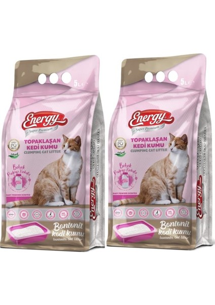 Bebek Pudrası Kokulu Kedi Kumu 5 Lt x 2 Adet