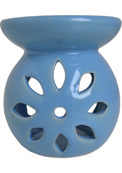 Lotus Çiçeği Desenli Seramik Buhurdanlık Tütsülük Mumluk Mavi fiyatları