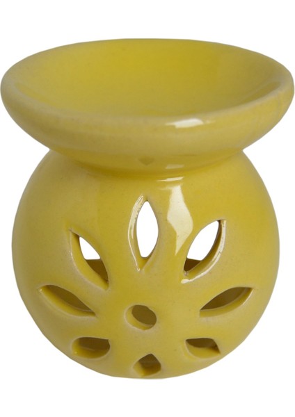 Lotus Çiçeği Desenli Seramik Buhurdanlık Tütsülük Mumluk Sarı modelleri