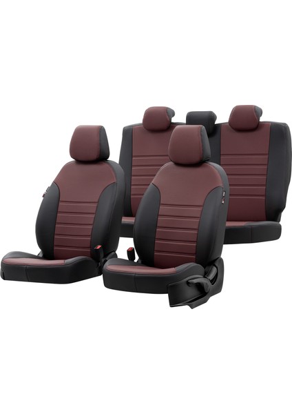 Renault Clio 3 Hb 2005-2012 Özel Üretim Koltuk Kılıfı İstanbul Design Bordo - Siyah
