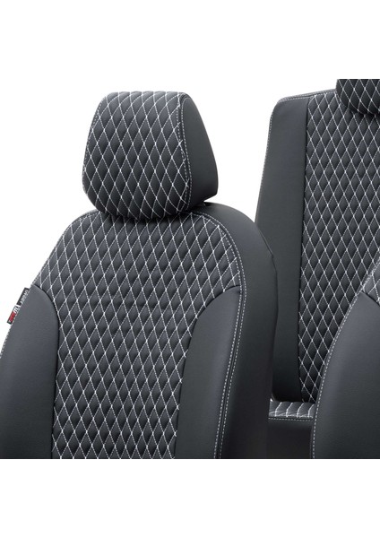 Peugeot 207 2006-2012 Özel Üretim Koltuk Kılıfı Amsterdam Design Deri Siyah - Beyaz fırsatları