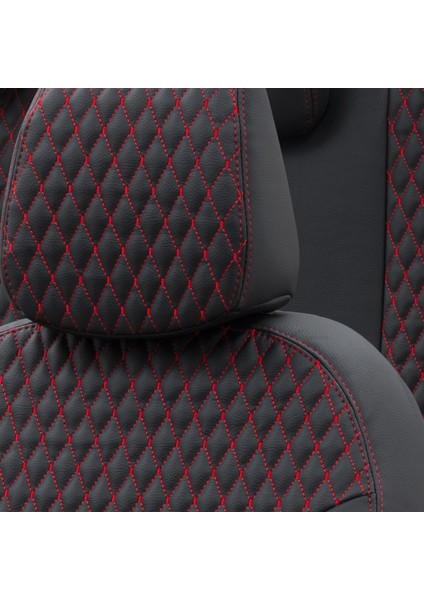 Renault Trafic 2001-2014 8+1 (9 Kişi) Özel Üretim Koltuk Kılıfı Amsterdam Design Deri Siyah - Kırmızı indirimleri