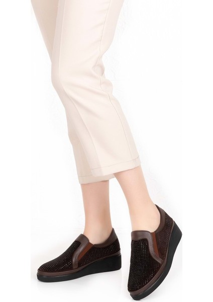 Deri Anatomik Taban Taş Detaylı Ayakkabı GNDL.19570 - Kahverengi - 40 fiyatları