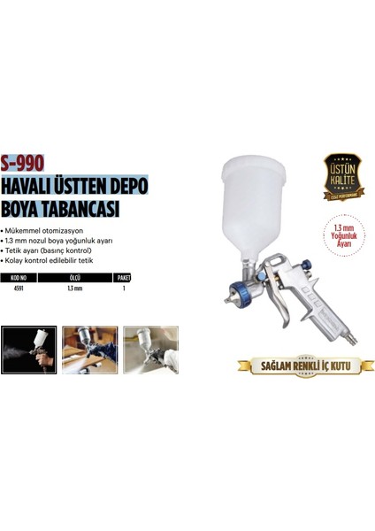 S-990 Havalı Üstten Depo Boya Tabancası