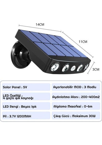 Solar LED Güneş Enerjili Bahçe Duvar Lambası 2li Paket